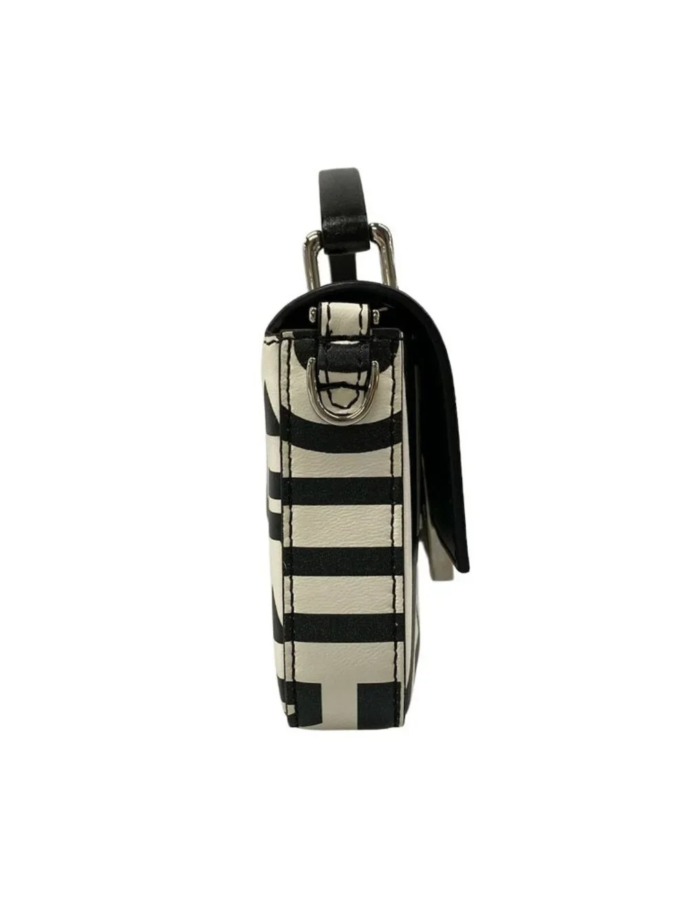 Fendi Baguette Phone Pouch Black White Mini Bag Leather